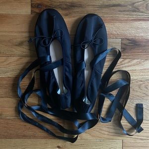 Shop Peche Lori ribbon ballet flat in black size 9